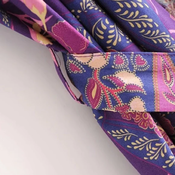 Boho Purple Floral Wisteria Kimono Duster Wrap - Picture 9 of 13
